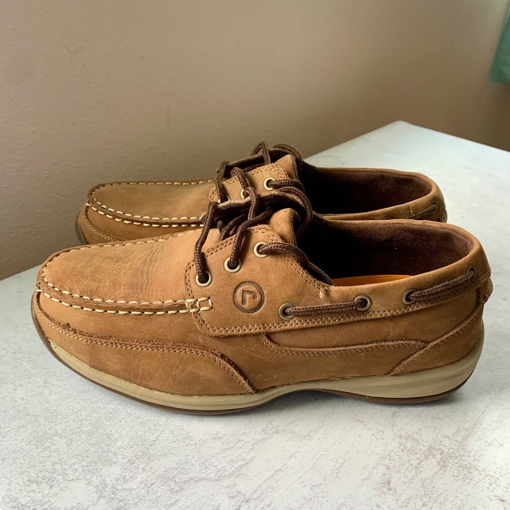 Rockport Works 10W Boat Shoes Brown Good Leather Steel Toe EH CSA RK6736